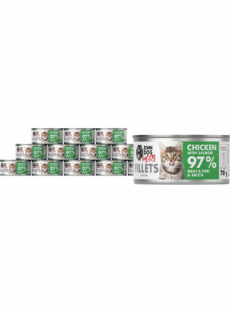 Nassfutter für Kätzchen Huhn mit Lachs Filets 12x70g John Dog for Cats
