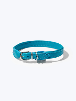 Seafoam Leder Hundehalsband, Ansicht des Halsbandes im Liegen, von der Verschlussseite, John Dog, Listing