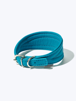Breites Lederhalsband für den Windhund meerblau John Dog