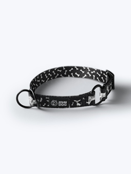 Halbgeklammertes Hundehalsband, in schwarz-weiß, schwarze Comics-Kollektion, Marke John Dog.