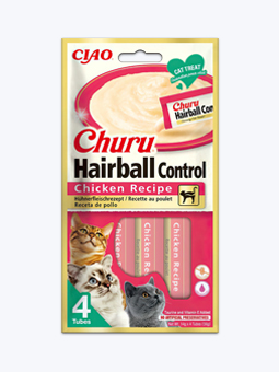 Churu Katzenleckerli gegen Haarballen, Huhn. Marke Ciao.