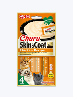 Churu Katzenleckerli zur Unterstützung des schönen Aussehens von Haut und Fell, Geschmacksrichtung Huhn, Marke Ciao.