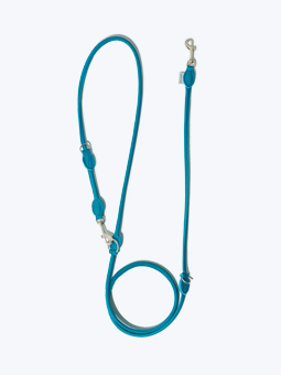 13 Hundeleine aus Leder, blau verflochten, Ansicht der gelegten Leine, Foto von oben, John Dog, Angebot