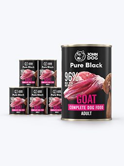 Pure Black Goat Nassfutter für Hunde, 6 x 400 g Set, John Dog.