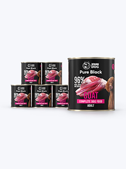 Pure Black Goat Nassfutter für Hunde, 6 x 800g Set, John Dog.
