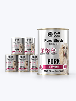 Pure Black Sensi Pork Digestion Nassfutter-Set für Hunde, 6 x 400 g, John Dog.