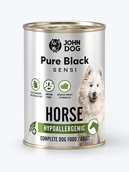 Pure Black Sensi Horse Hypoallergenes Nassfutter für Hunde, John Dog.