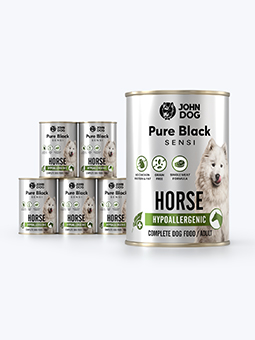 Pure Black Sensi Horse Hypoallergenes Nassfutter-Set für Hunde, 6 x 400 g, John Dog.
