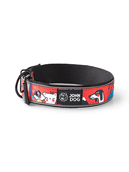 Hundehalsband mit TOKYO-Muster und Reflektor von John Dog.