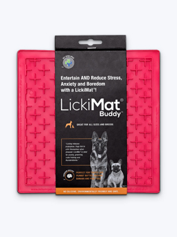 Hundeleckmatte, lickimat buddy, rosa, quadratisch.