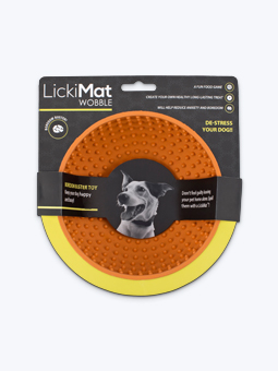 Leckmatte für Hund, rund, lickimat wobble, orange.