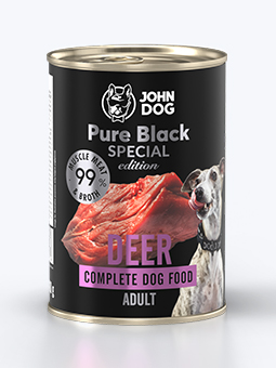 Hundenassfutter, 400g, Hirsch, pure black special edition series, von John Dog.