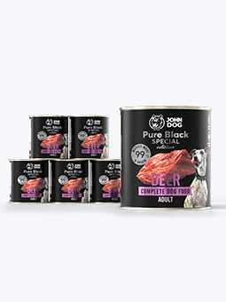 Hundenassfutter, 6x800g Set, Hirsch, Pure Black Special Edition Serie, Marke John Dog.