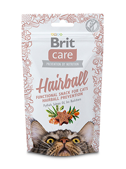 Brit Care Hairball Katzenleckerli gegen Haarballen, Psyllium, Lachsöl und Sanddorn.