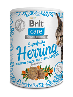 Brit Care Superfruits Hering, Hering und Sanddorn Katzenleckerbissen.