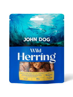 Leckerlis für wilde Hunde, Marke John Dog, Heringswürfel.