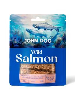 Wilde Hundeleckerlis, Marke John Dog, Lachswürfel.