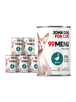 Nassfutter für Katzen Gans 6x400g 99 MENU John Dog for Cats