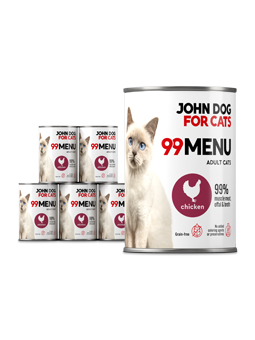 Monoprotein Nassfutter für Katzen Huhn 6x400g 99 MENU John Dog for Cats