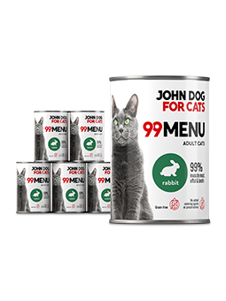 Nassfutter für Katzen Kaninchen 6x400g 99 MENU John Dog for Cats