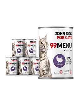 Nassfutter für Katzen Pute 6x400g 99 MENU John Dog for Cats