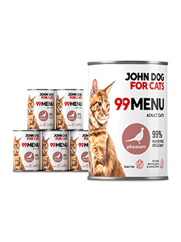 Nassfutter für Katzen Fasan 6x400g 99 MENU John Dog for Cats