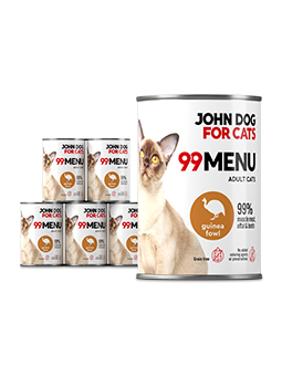 Nassfutter für Katzen Perlhuhn 6x400g 99 MENU John Dog for Cats