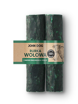 Rinderröhren 2 Stück mit Rinderpansen und Spirulina, je 15 cm.