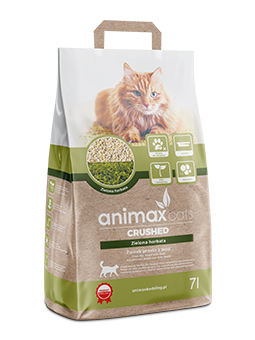 Animax Cats Grüner Tee Katzenstreu, Holzkrümel klumpend, 7 Liter/3,5 kg.