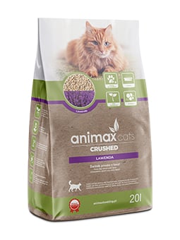Animax Cats Katzenstreu lavendel, Holzkrümel klumpend, 20 Liter/10 kg.