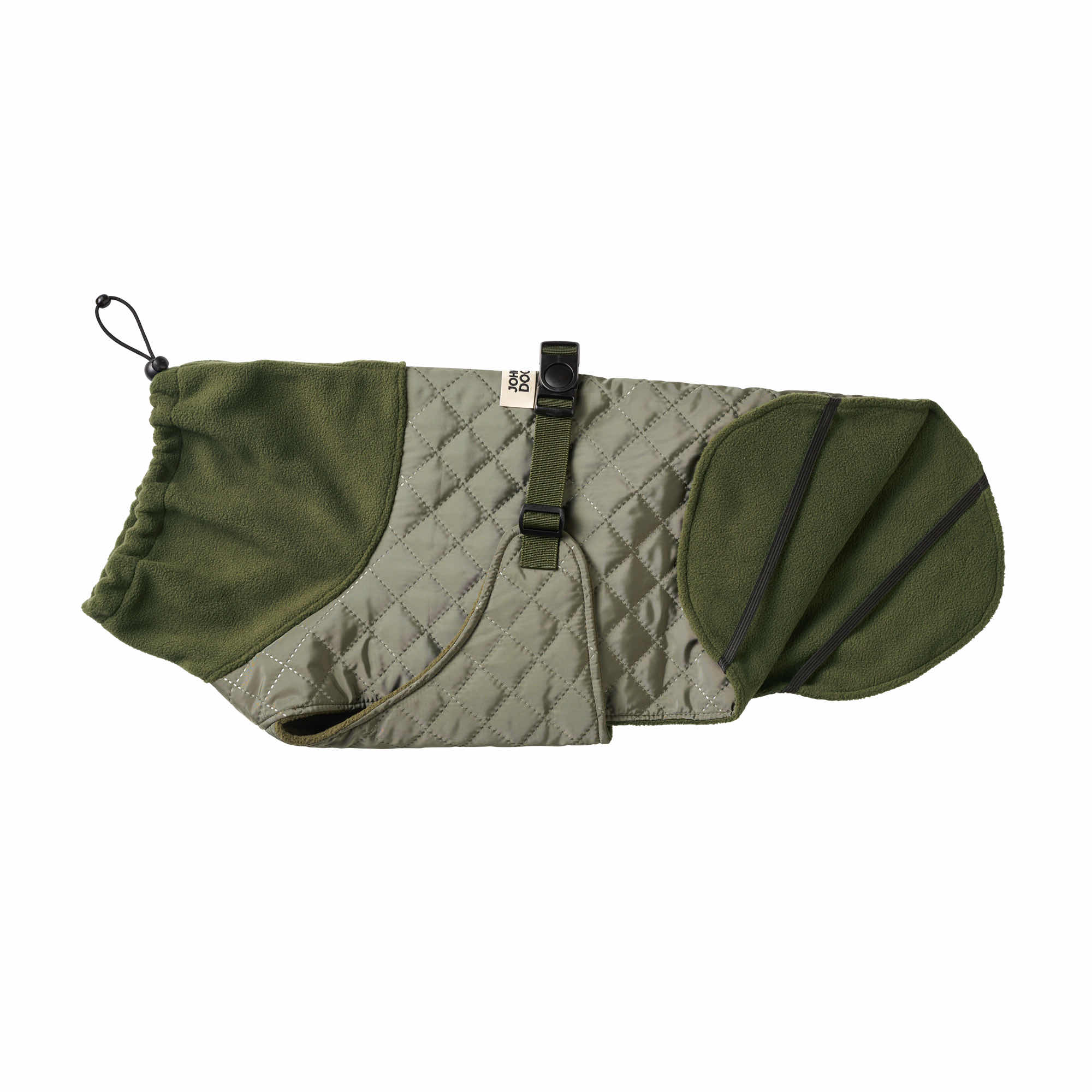 Gesteppte Hundejacke in dunklem Oliv von John Dog.
