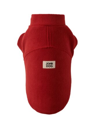Ein bequemes und stilvolles Winter-Sweatshirt für deinen Hund in Burgunderrot, ideal für kältere Tage, verziert mit dem "John Dog"-Logo in der Mitte des Rückens. Gut sitzend, mit kurzem Rollkragen und eleganten Nähten.