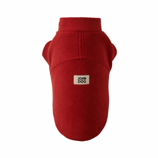 Ein bequemes und stilvolles Winter-Sweatshirt für deinen Hund in Burgunderrot, ideal für kältere Tage, verziert mit dem "John Dog"-Logo in der Mitte des Rückens. Gut sitzend, mit kurzem Rollkragen und eleganten Nähten.