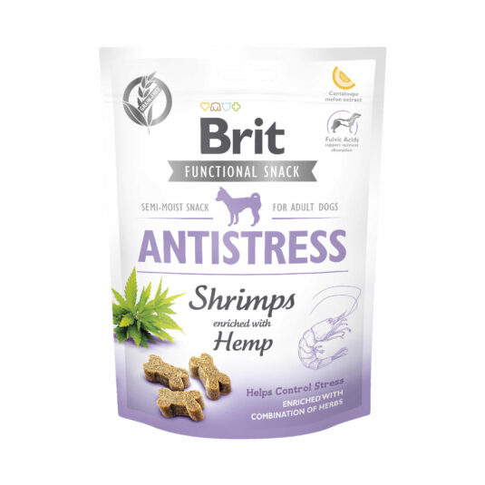 Britischer Markensnack für Hunde, der hilft, Stress abzubauen. Enthält Shrimps, angereichert mit Hanf und einer einzigartigen Kräuterkombination zur Unterstützung der Stresskontrolle bei Hunden.