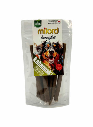 Ente als Hauptzutat ist die Grundlage für diesen leckeren Snack. Ein glutenfreies Produkt, verpackt in einer praktischen Verpackung mit einem Hundemotiv auf dem Etikett.