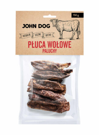 Rinderlunge in Form von Fingern, der perfekte Snack für deinen Hund. Ein 100% natürlicher Kausnack von John Dog. Kaue ohne Konservierungs- und Farbstoffe.
