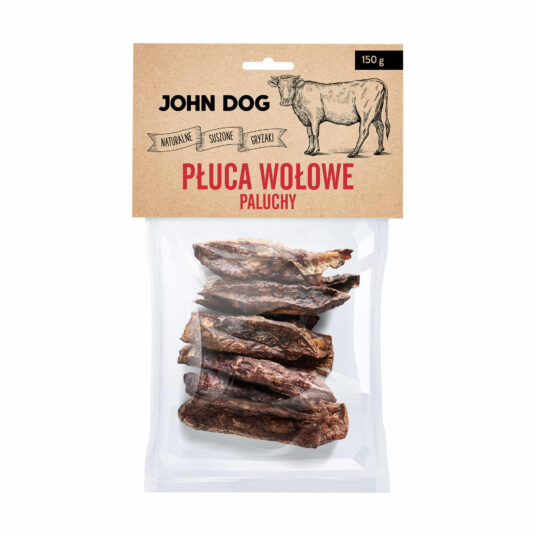 Rinderlunge in Form von Fingern, der perfekte Snack für deinen Hund. Ein 100% natürlicher Kausnack von John Dog. Kaue ohne Konservierungs- und Farbstoffe.
