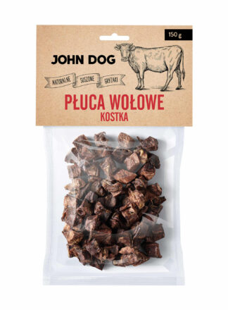 Rinderlunge in Form von Würfeln, ideal als Trainer und Trainingsleckerli. Ein 100% natürlicher Kausnack von der Marke John Dog. Kaue ohne Konservierungs- oder Farbstoffe.
