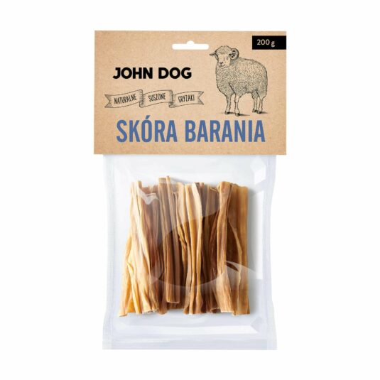 Strapazierfähiger und langlebiger, 100% natürlicher Hundekauartikel, Schaffell von John Dog. Kauartikel ohne Konservierungs- und Farbstoffe.