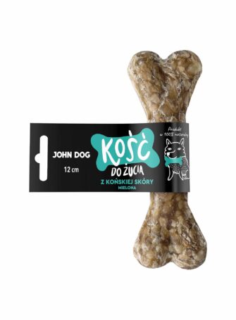 Kauknochen für Hunde, aus gemahlener Pferdehaut, Länge 12 cm. Ein natürlicher Snack für Hunde.
