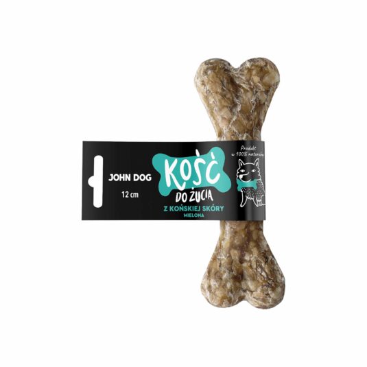 Kauknochen für Hunde, aus gemahlener Pferdehaut, Länge 12 cm. Ein natürlicher Snack für Hunde.