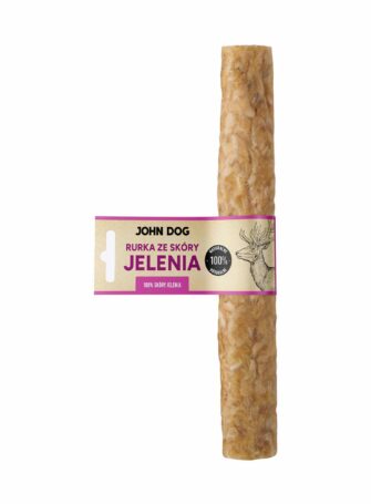 Einzelne Kauröhre für Hunde, 25 cm, aus Hirschleder. Ein gesunder und natürlicher Kausnack für Hunde.