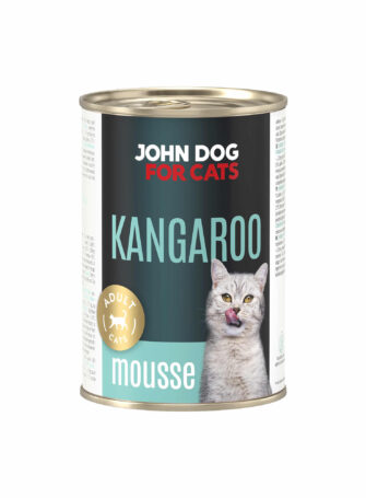 John Dog for Cats Katzennassfutter Dose, 400 g Packung. Känguru-Mousse für ausgewachsene Katzen.