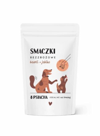 Smaczki bezzbożowe bawół + jabłko. Opakowanie przysmaków 80 g. Idealne na trening. Produkt Psiacha.