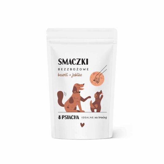 Smaczki bezzbożowe bawół + jabłko. Opakowanie przysmaków 80 g. Idealne na trening. Produkt Psiacha.