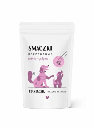 Smaczki bezzbożowe królik + jeżyna. Opakowanie przysmaków 80 g. Idealne na trening. Produkt Psiacha.