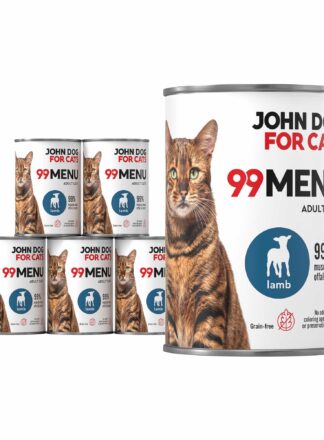 Set aus sechs 400 g Dosen Nassfutter für Katzen mit Lamm, Linie 99 Menu