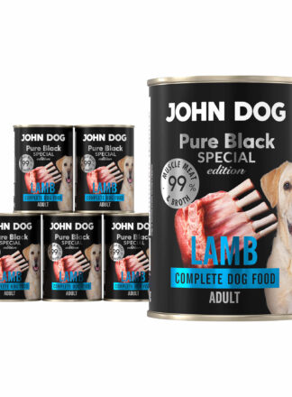 Set aus sechs 400 g Dosen Nassfutter für Hunde mit Lamm, Linie Pure Black Special Edition
