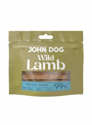 Leckerli für Hunde mit Lamm Sticks John Dog Wild Pocket 5 Stück.