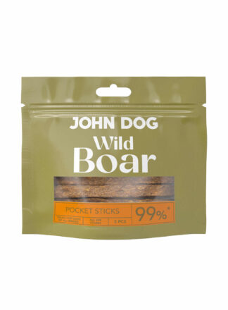 Leckerli für Hunde mit Wildschwein Sticks John Dog Wild Pocket 5 Stück.